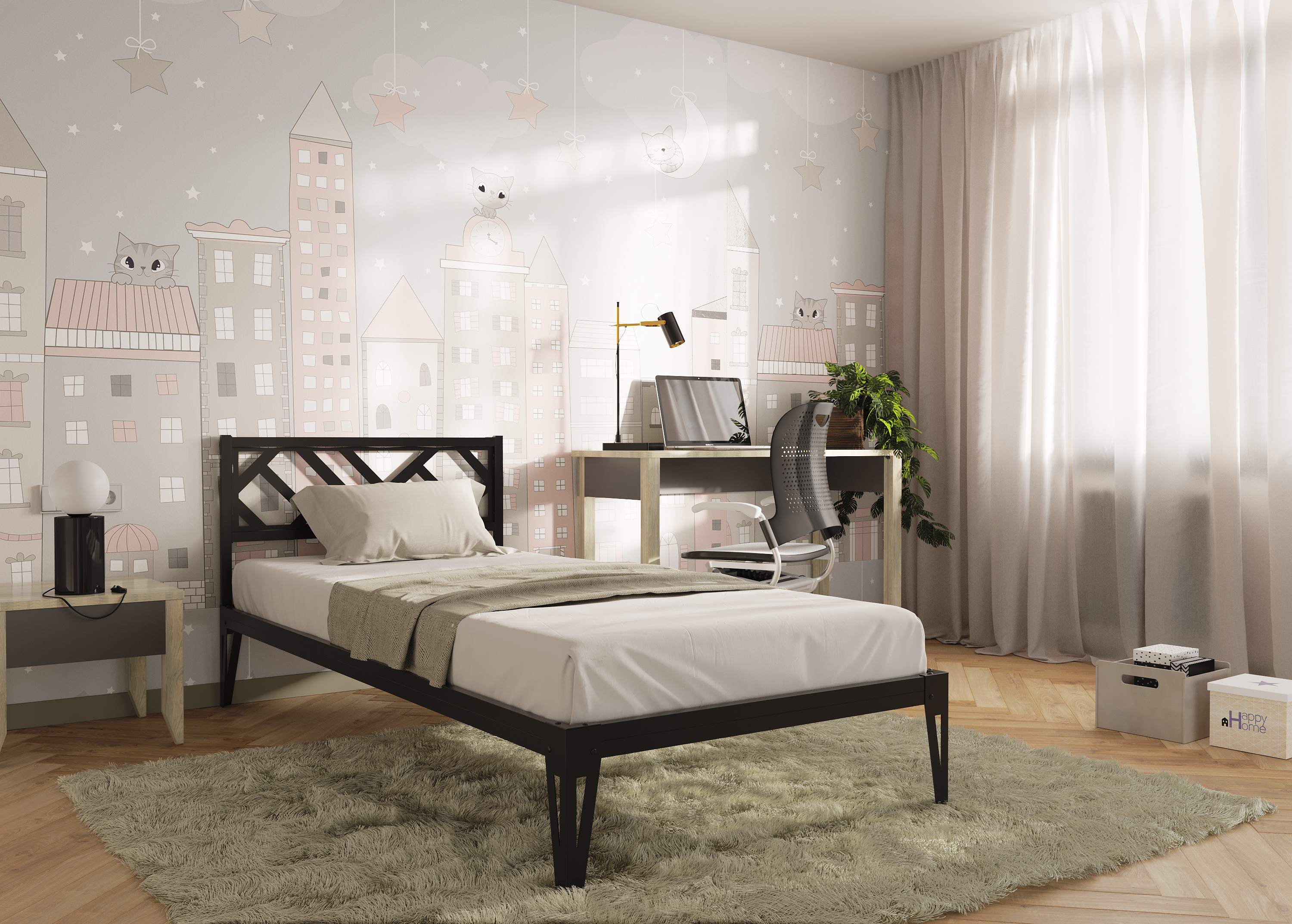 Кровать КМД 47 АЙРИС 900, черный