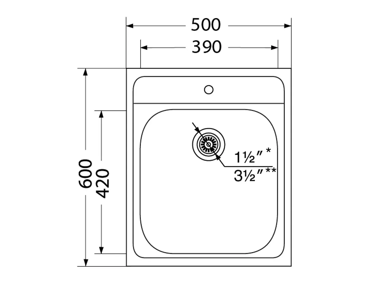 Накладная мойка Иннова 500x600 матовая