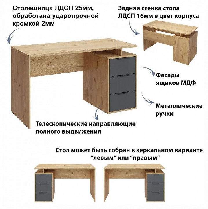 Стол письменный Эконом-стандарт С-407