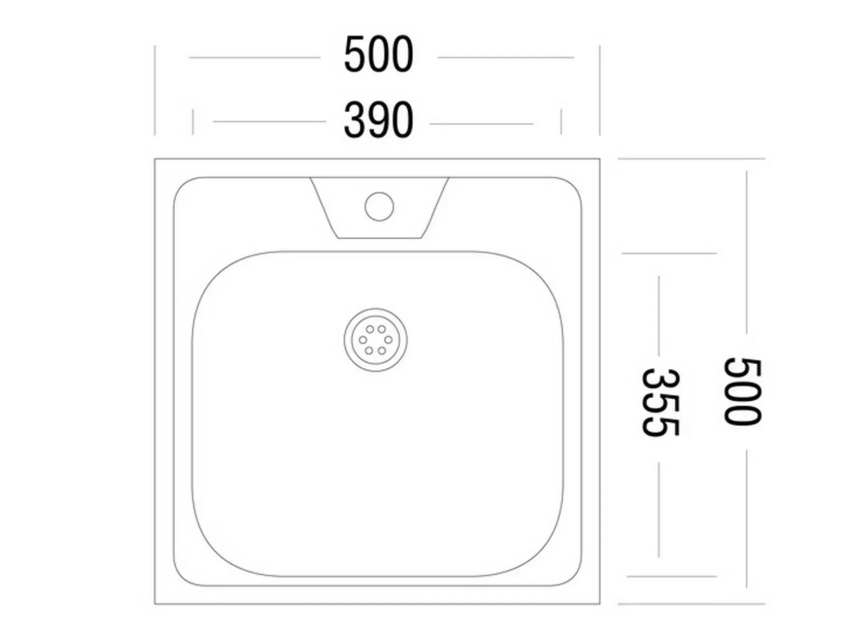Накладная мойка Стандарт 500х500 матовая
