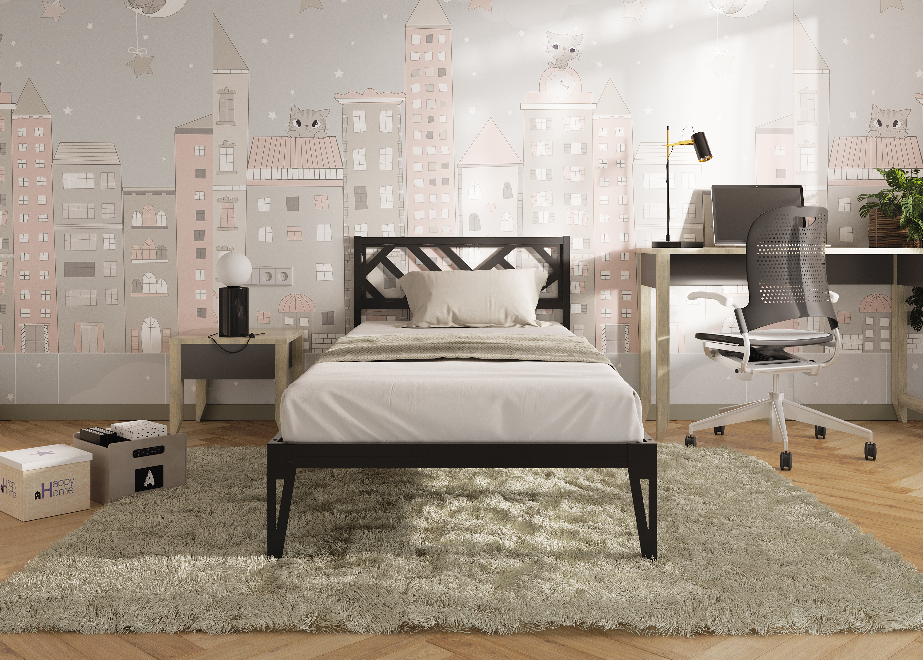 Кровать КМД 47 АЙРИС 900, черный